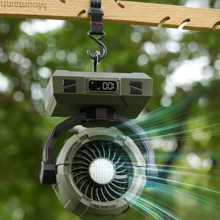 Y7 Portable Camping Fan with LED Light 100-Speed Adjustable Cooling Fan with Remote Control for Tent Fishing - Green - 4