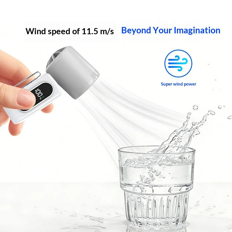 AZEADA Q88 Mini Portable Fan 5-Speed USB Rechargeable Foldable Handheld Fan with Metal Clip - Black - 5