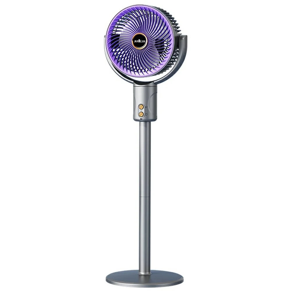 JKJ-109 Rechargeable Air Circulation Desk Fan 4500mAh 5-Speed Remote Control Oscillating Floor Fan - Grey Purple - 2
