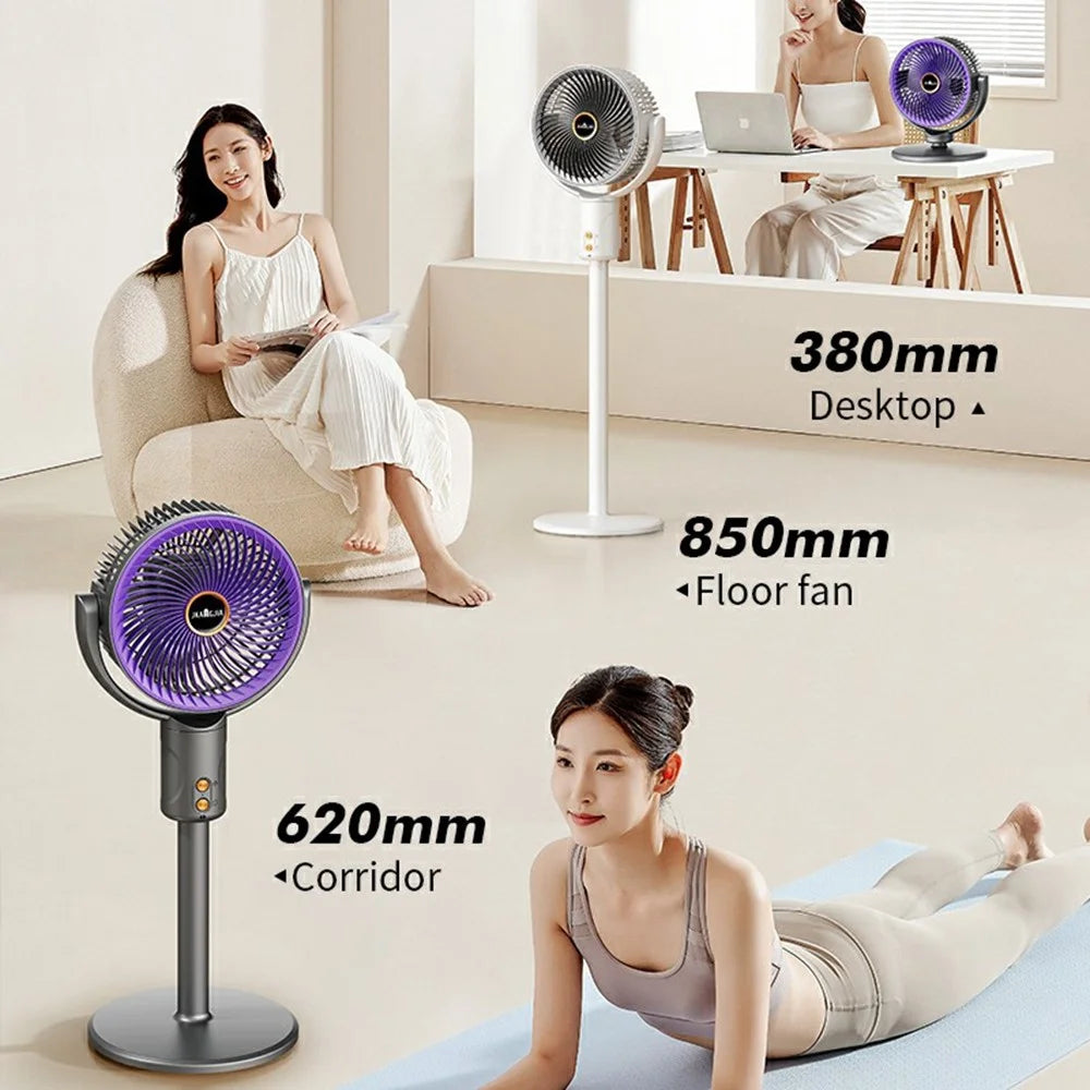 JKJ-109 Rechargeable Air Circulation Desk Fan 4500mAh 5-Speed Remote Control Oscillating Floor Fan - Grey Purple - 5