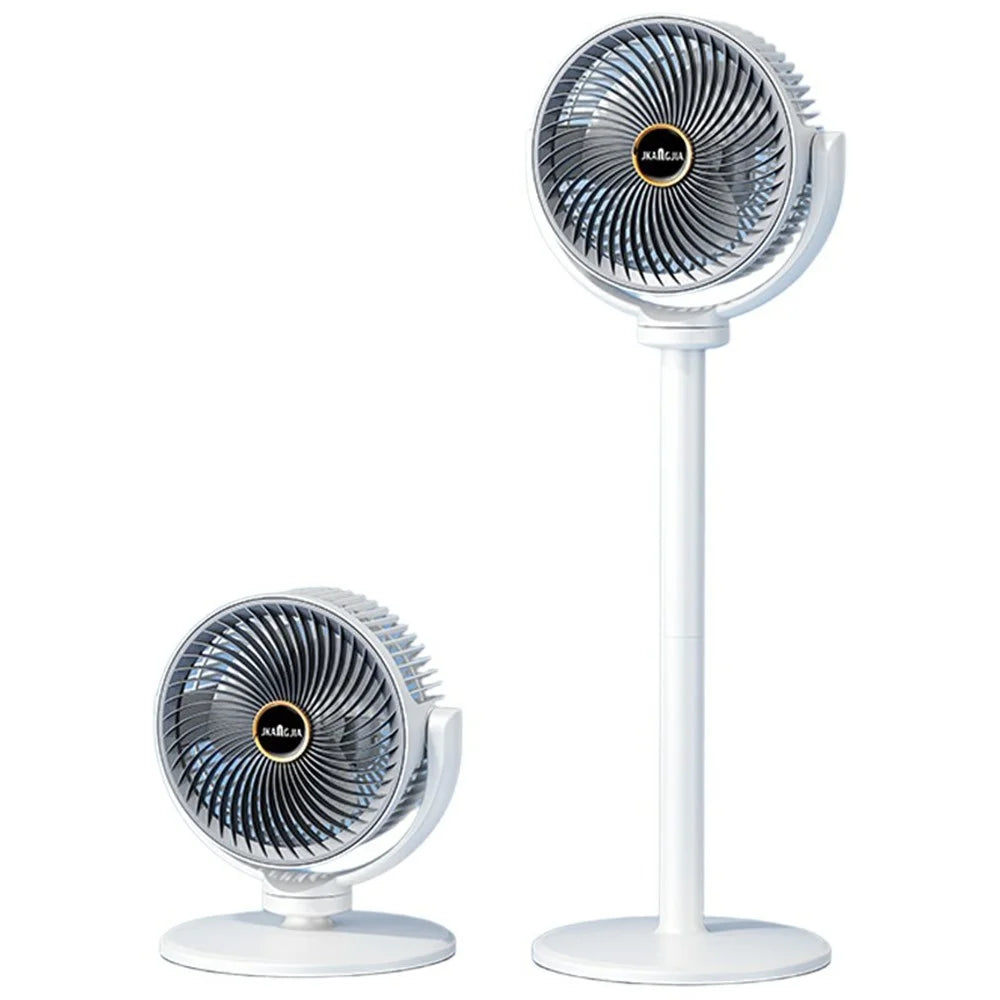 JKJ-108 Air Circulation Desk Fan 2400mAh 5-Speed Adjustable Height Oscillating Floor Fan - White Grey - 1