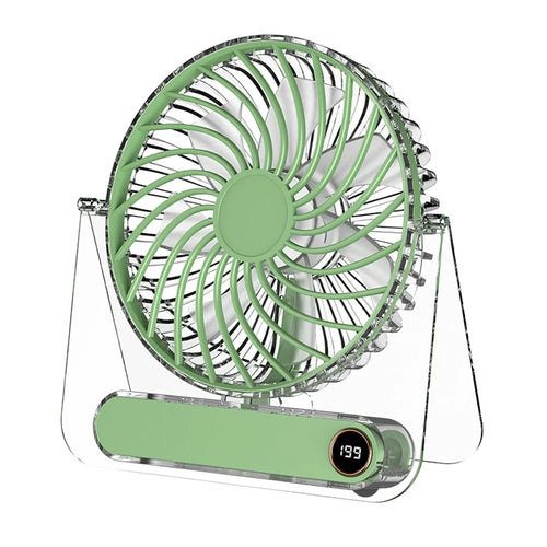 JP-08 199-Speed Ultra Slim Desktop Fan Wall-Mountable 1800mAh USB Rechargeable Portable Fan - Green - 1
