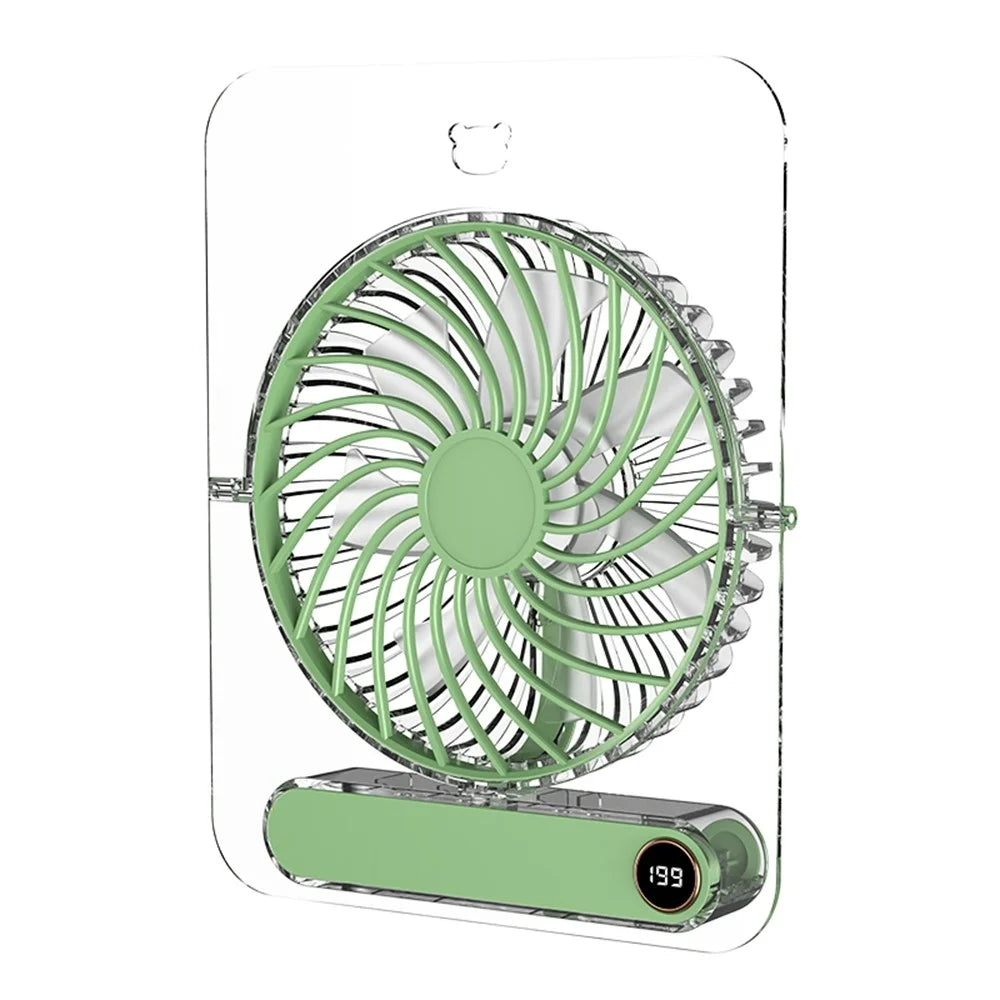 JP-08 199-Speed Ultra Slim Desktop Fan Wall-Mountable 1800mAh USB Rechargeable Portable Fan - Green - 2