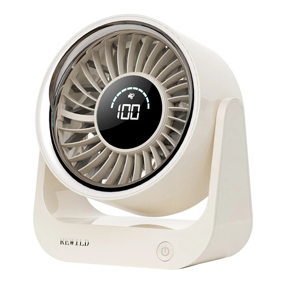 26FS-1 Desktop Circulating Fan 5-Speed 3600mAh Battery Rechargeable Fan with LED Display - Beige - 1