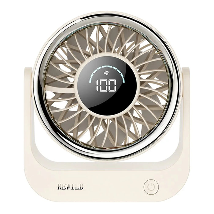 26FS-1 Desktop Circulating Fan 5-Speed 3600mAh Battery Rechargeable Fan with LED Display - Beige - 2