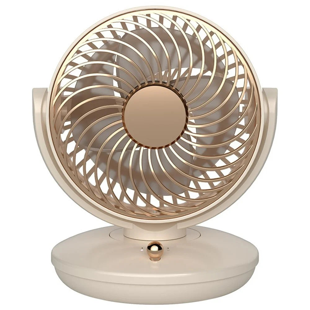 UY5-18 120 Degree Auto Oscillation Desktop Recirculating Fan 1800mAh USB Rechargeable 3-Speed Cooling Fan - Beige - 1