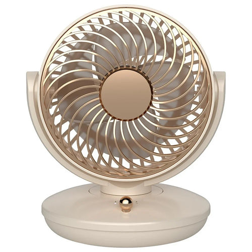 UY5-18 120 Degree Auto Oscillation Desktop Recirculating Fan 1800mAh USB Rechargeable 3-Speed Cooling Fan - Beige - 1
