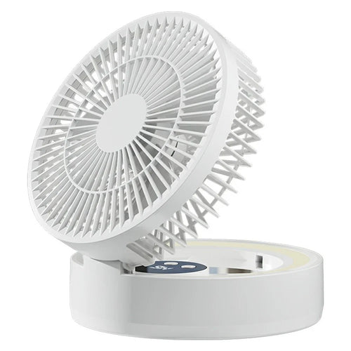 GX-01 Foldable Desk Circulating Fan 5-Speed 2400mAh USB Rechargeable Fan with LED Light Timer - White - 1