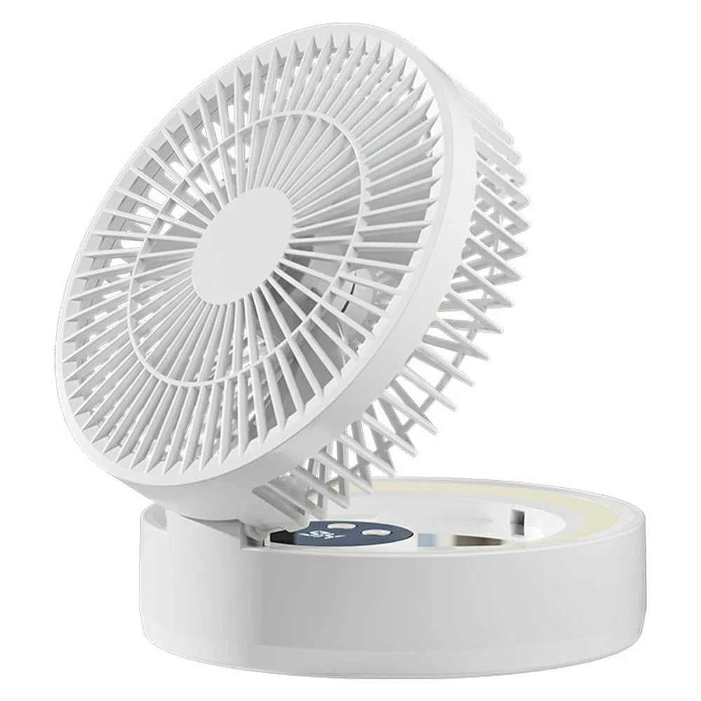 GX-01 Foldable Desk Circulating Fan 5-Speed 2400mAh USB Rechargeable Fan with LED Light Timer - White - 1