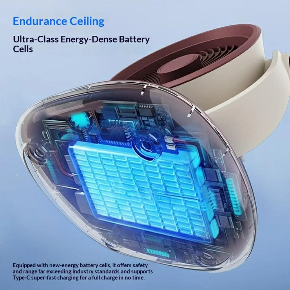 GX-01 Desktop Circulating Fan 120° Auto Oscillation 2400mAh USB Rechargeable Energy Efficient Table Fan - Red+White - 6