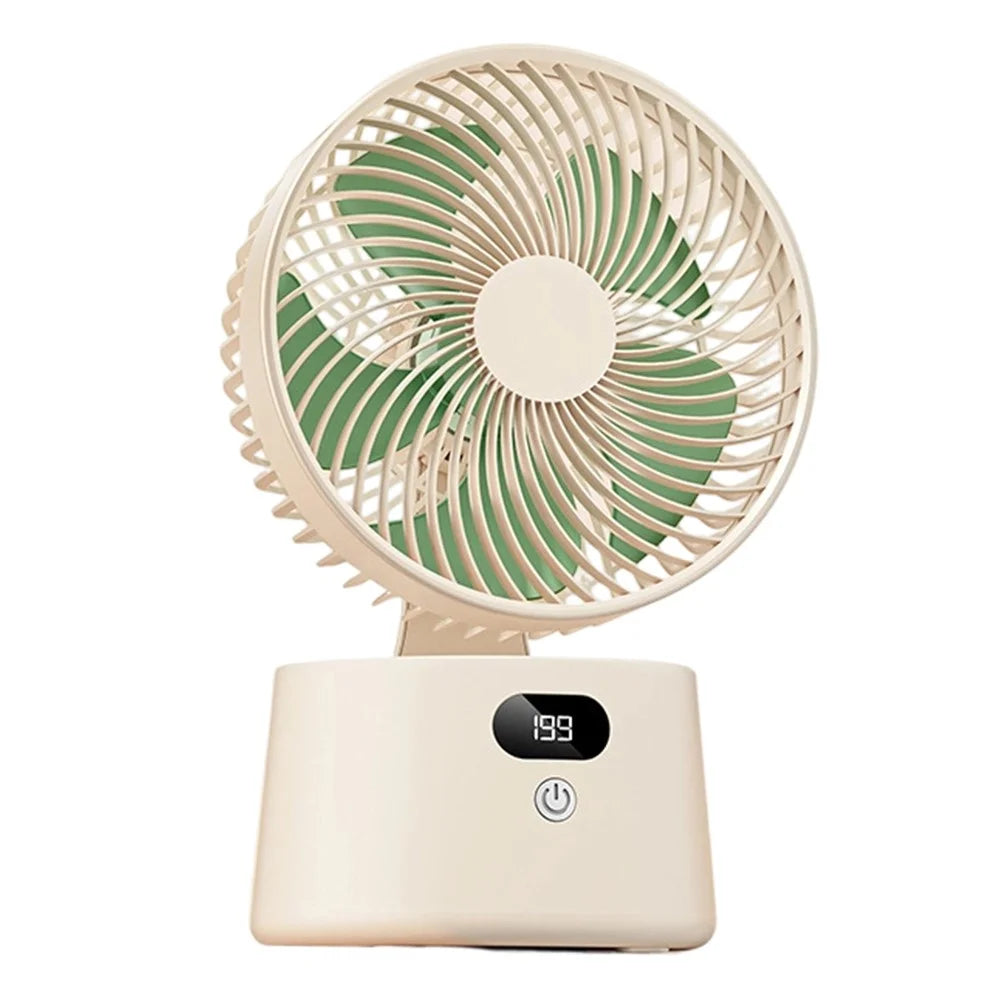 FA10 Rechargeable Desktop Fan 199-Speed Stepless Adjustable Digital Display for Home Office - Beige - 1