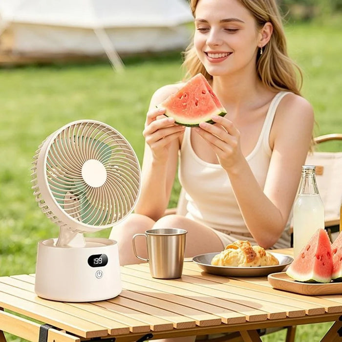 FA10 Rechargeable Desktop Fan 199-Speed Stepless Adjustable Digital Display for Home Office - Beige - 6