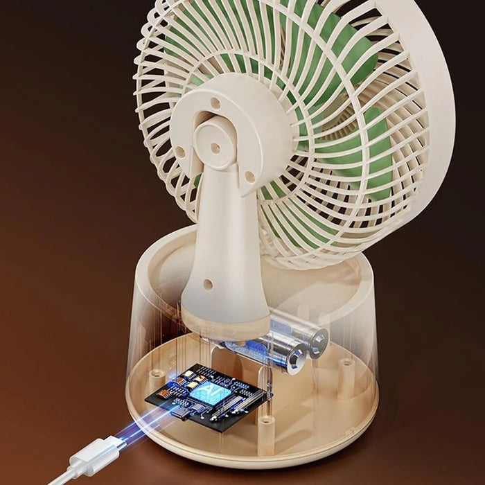 FA10 Rechargeable Desktop Fan 199-Speed Stepless Adjustable Digital Display for Home Office - Beige - 7