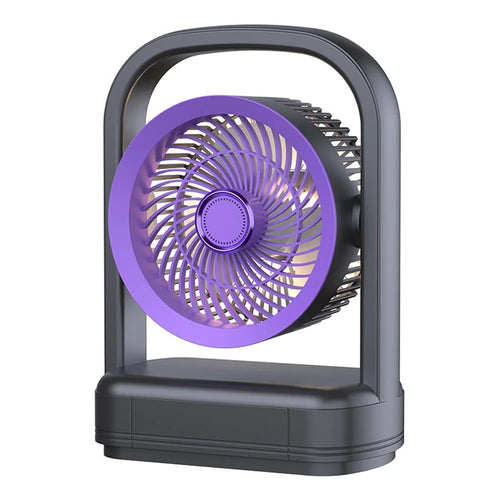 FA8 Desktop Circulating Fan USB Rechargeable 5-Speed Quiet Portable Air Circulator with Night Light - Grey - 1