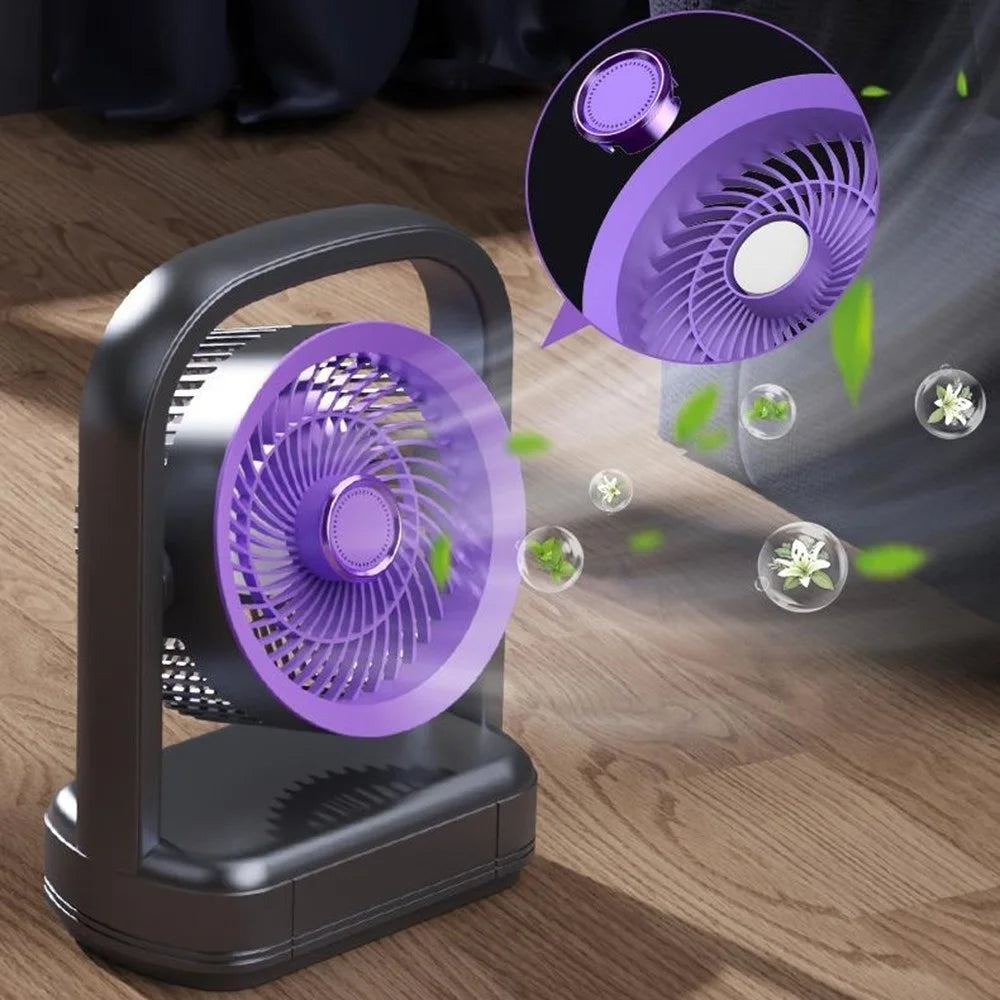 FA8 Desktop Circulating Fan USB Rechargeable 5-Speed Quiet Portable Air Circulator with Night Light - Grey - 4