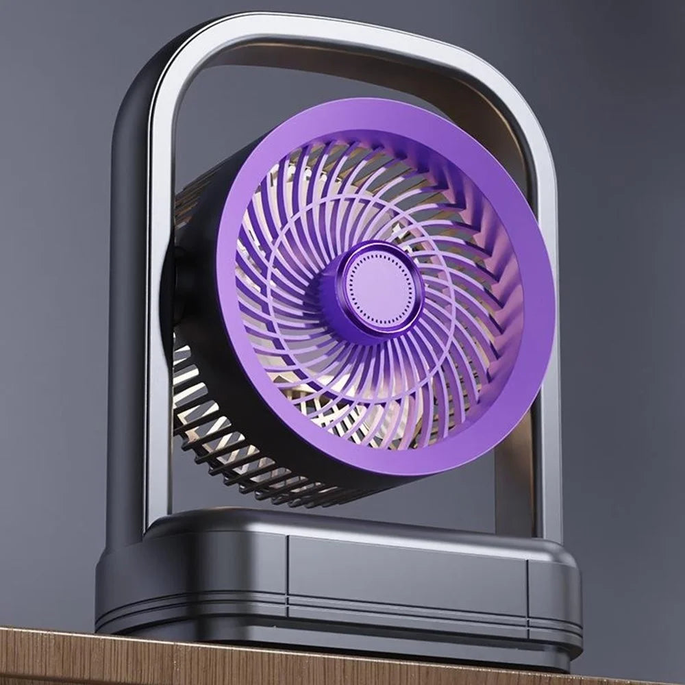 FA8 Desktop Circulating Fan USB Rechargeable 5-Speed Quiet Portable Air Circulator with Night Light - Grey - 5