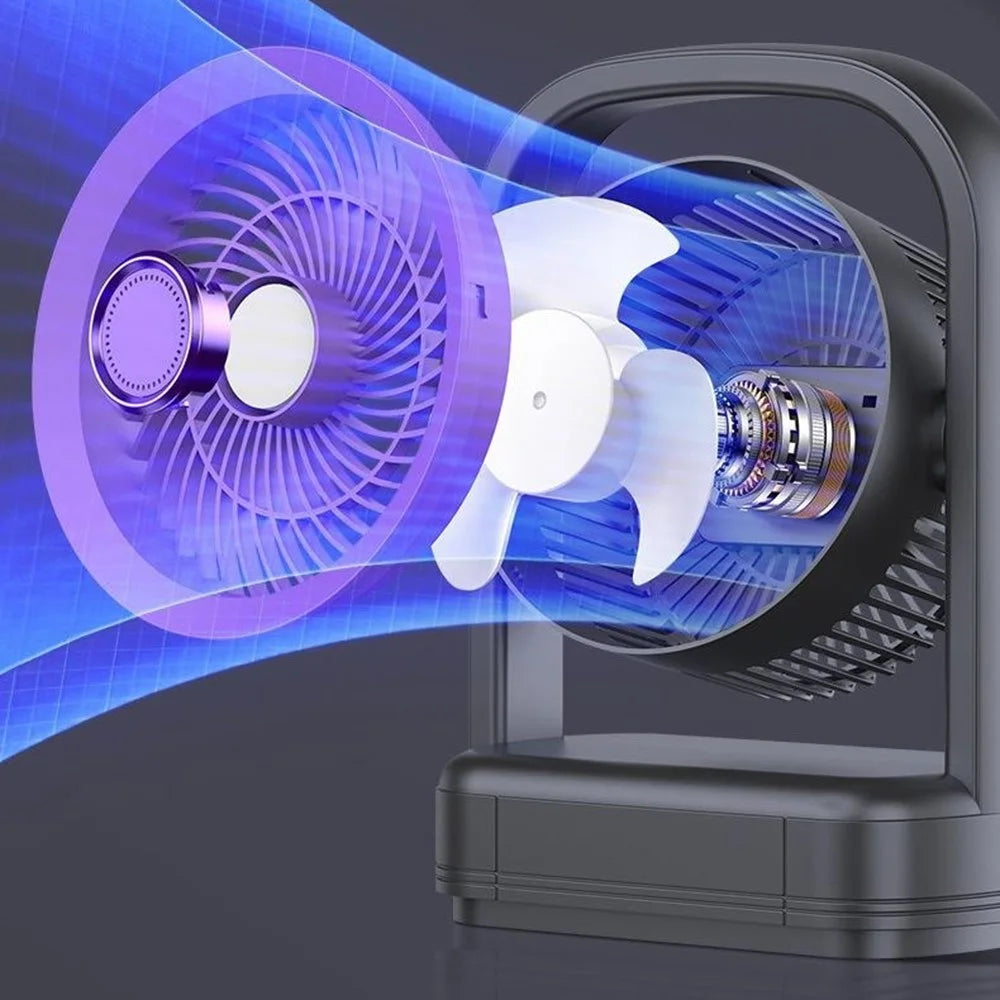 FA8 Desktop Circulating Fan USB Rechargeable 5-Speed Quiet Portable Air Circulator with Night Light - Grey - 6