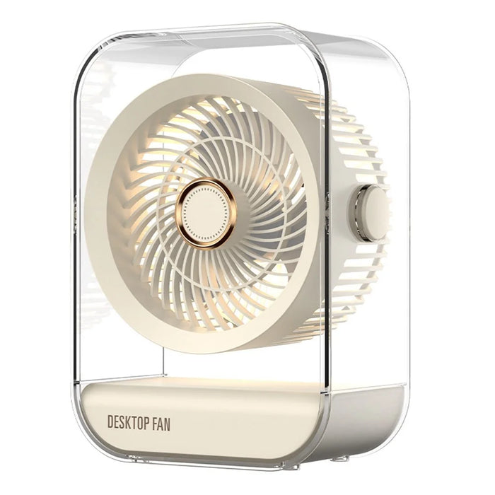 FA7 Desktop Circulating Fan 5 Speeds 1200mAh USB-C Rechargeable Portable Fan with Night Light and Aromatherapy - Beige - 1