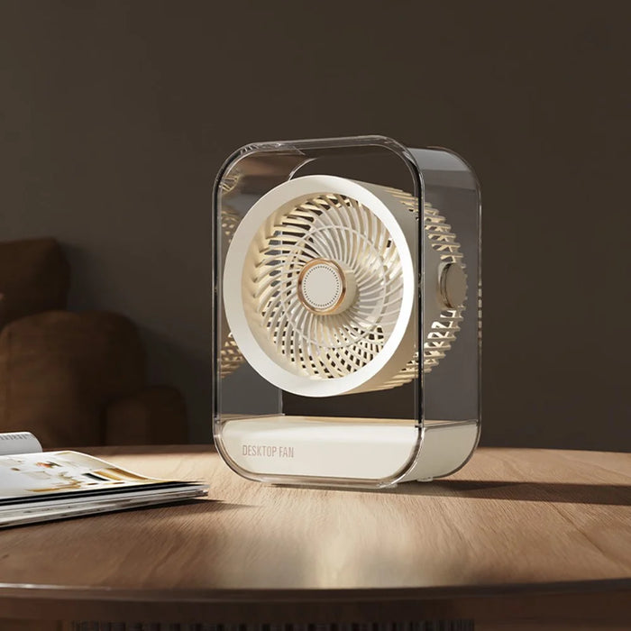 FA7 Desktop Circulating Fan 5 Speeds 1200mAh USB-C Rechargeable Portable Fan with Night Light and Aromatherapy - Beige - 2