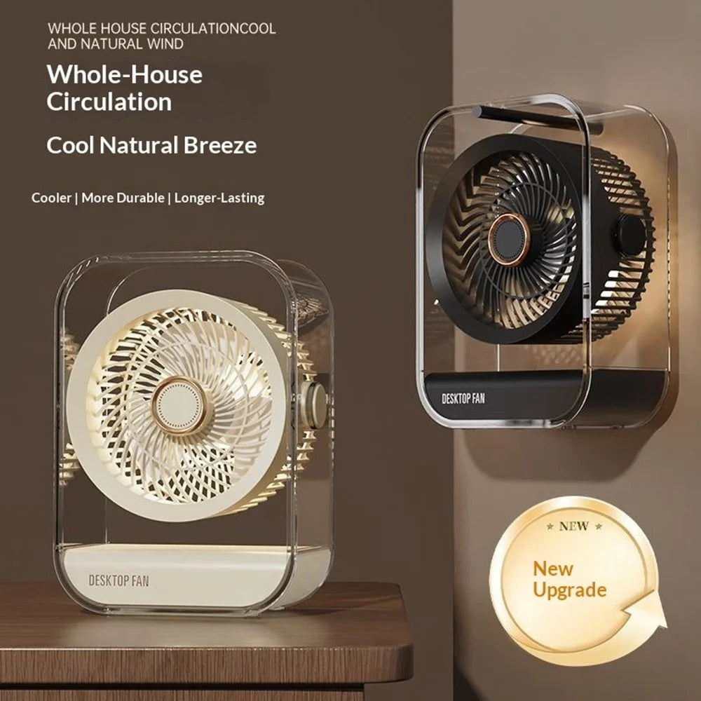 FA7 Desktop Circulating Fan 5 Speeds 1200mAh USB-C Rechargeable Portable Fan with Night Light and Aromatherapy - Beige - 3