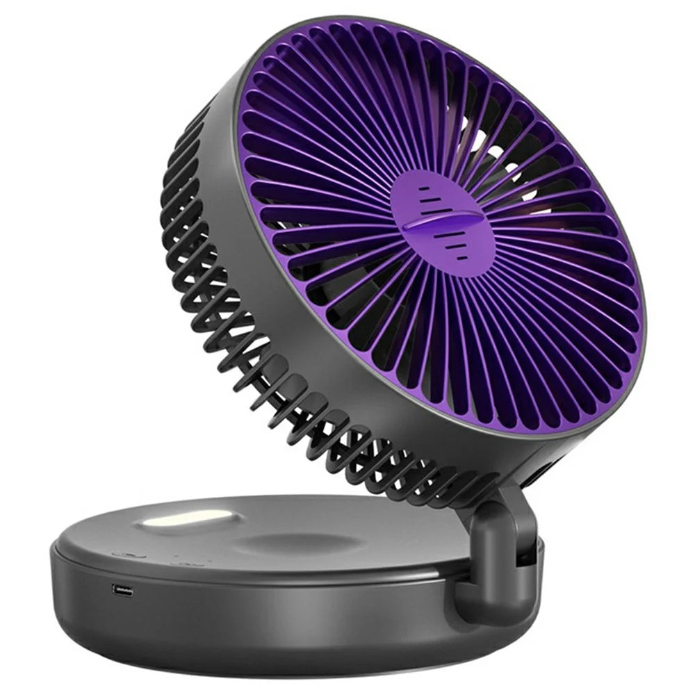 4800mAh USB-C Rechargeable Foldable Wall Mounted Circulating Fan with Night Light 5-Speed Brushless Fan - Grey - 1