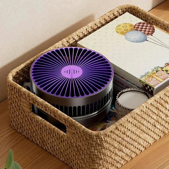 Foldable Wall-Mounted Fan 1200mAh USB-C Rechargeable 5-Speed Circulating Air Fan with Night Light - Grey - 7