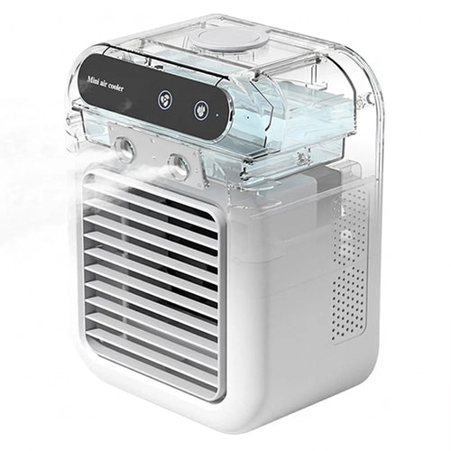 L7 Mini Air Cooler 500ml Water Tank 1800mAh USB Rechargeable Humidifying Fan for Desktop - White - 1
