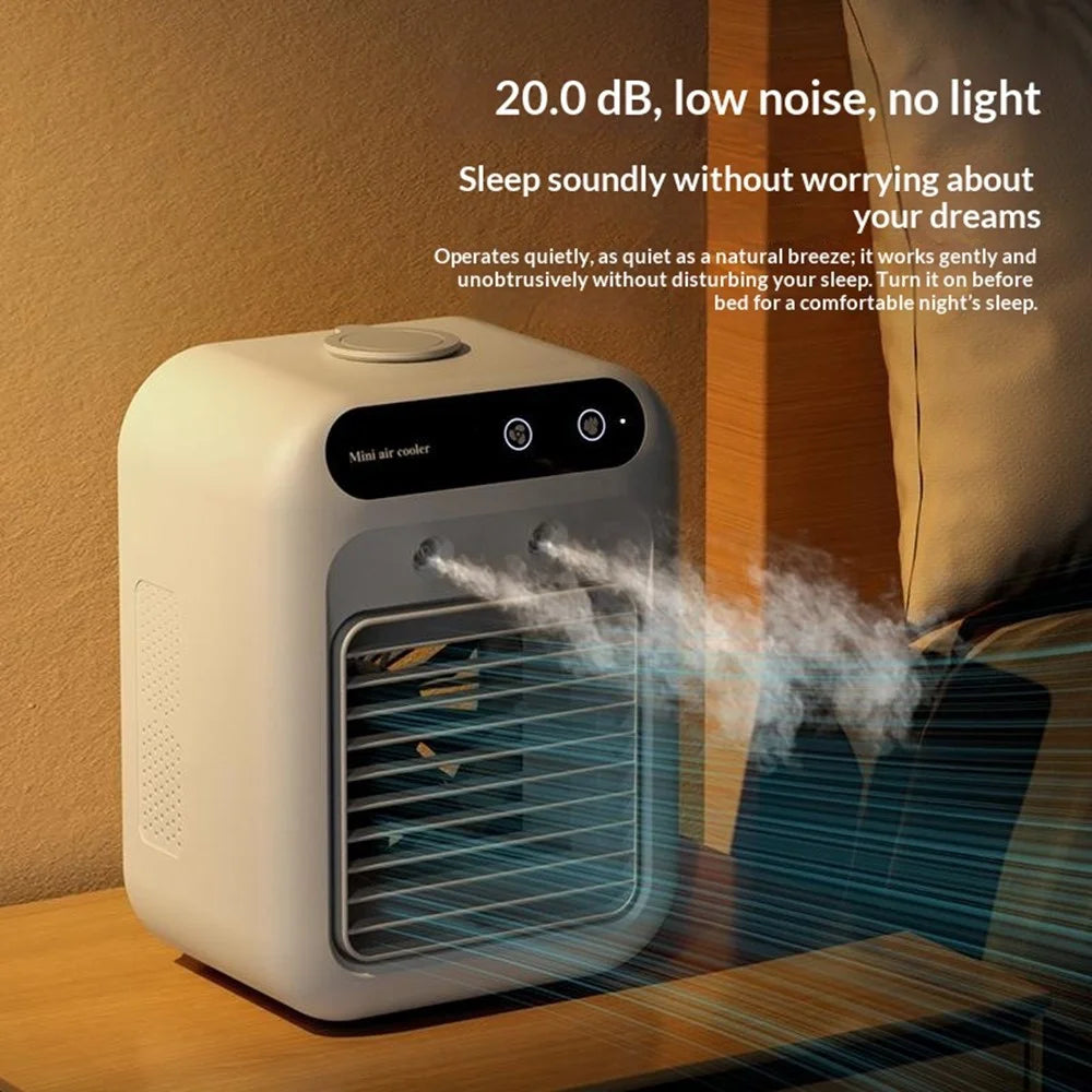 L7 Mini Air Cooler 500ml Water Tank 1800mAh USB Rechargeable Humidifying Fan for Desktop - White - 5