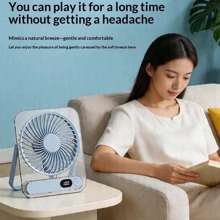 L1 Ultra Slim Foldable Desktop Fan USB Rechargeable 5-Speed Summer Cooling Fan - Blue - 2