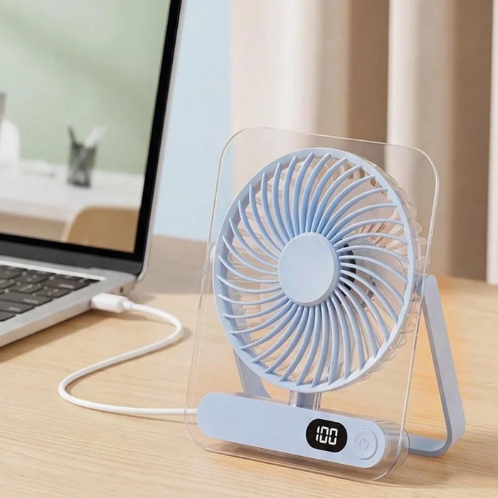 L1 Ultra Slim Foldable Desktop Fan USB Rechargeable 5-Speed Summer Cooling Fan - Blue - 4