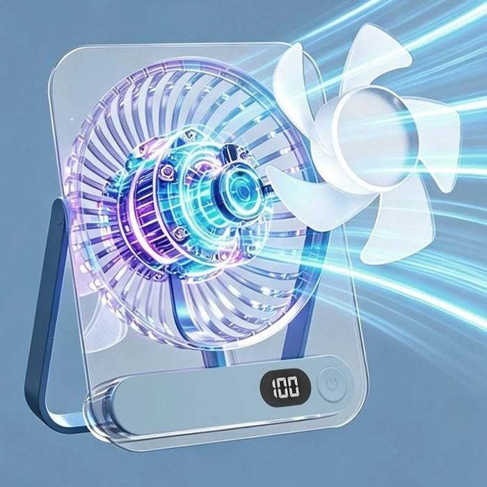 L1 Ultra Slim Foldable Desktop Fan USB Rechargeable 5-Speed Summer Cooling Fan - Blue - 5