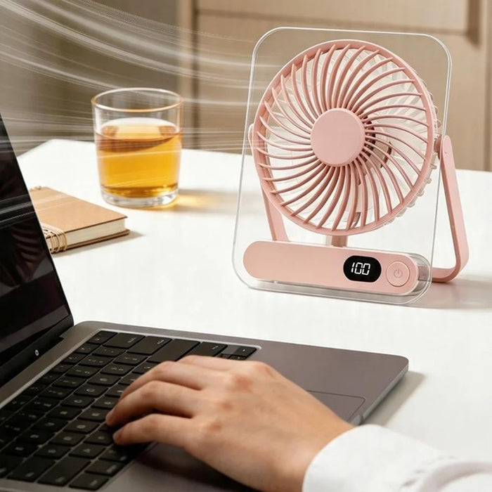 L1 Ultra Slim Foldable Desktop Fan USB Rechargeable 5-Speed Summer Cooling Fan - Blue - 6