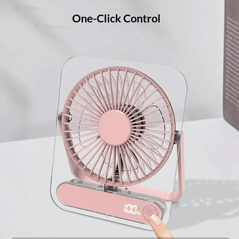 Ultra Thin Transparent USB Desktop Fan 5-Speed 1200mAh Rechargeable Quiet Cooling Fan for Office Travel - White - 4