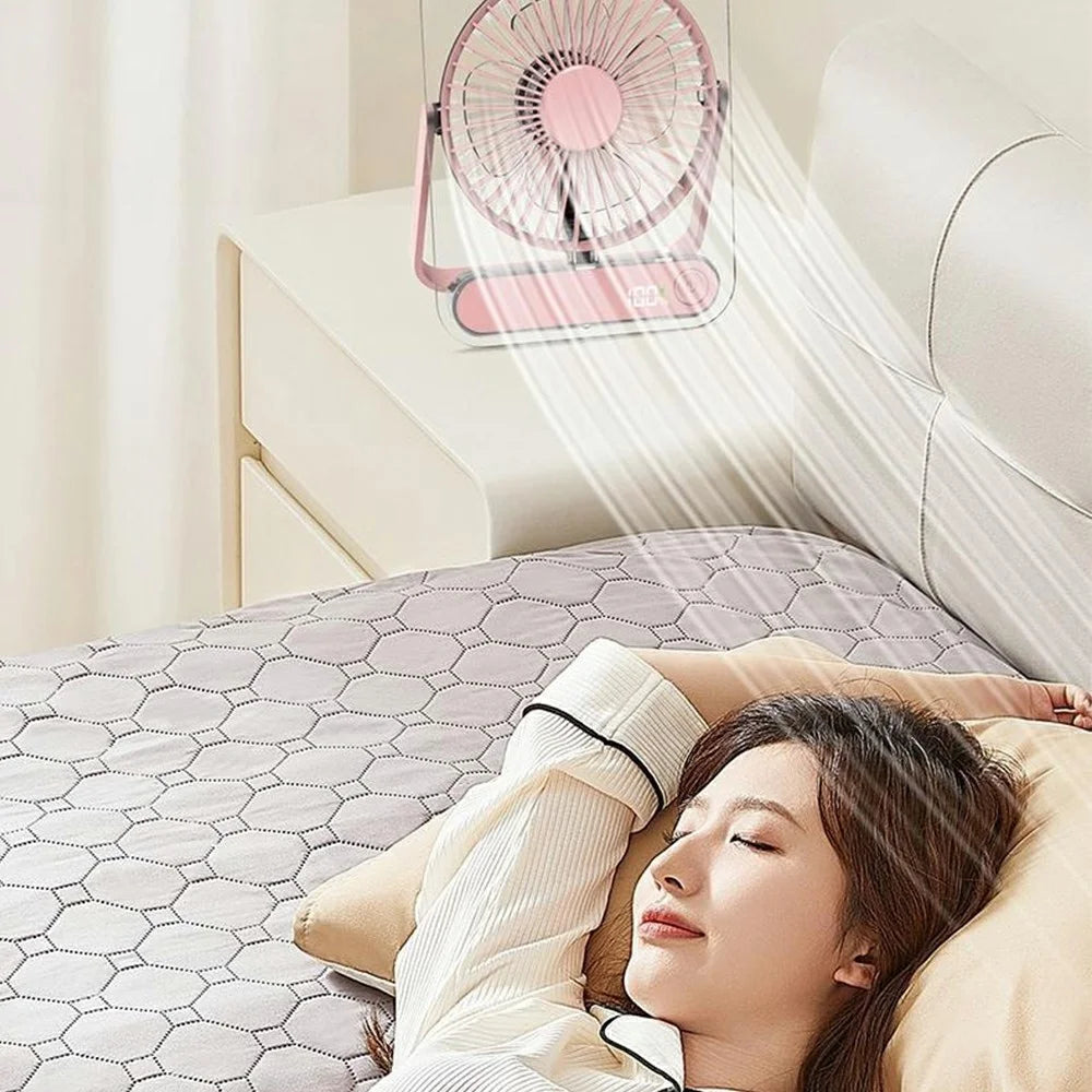 Ultra Thin Transparent USB Desktop Fan 5-Speed 1200mAh Rechargeable Quiet Cooling Fan for Office Travel - White - 7
