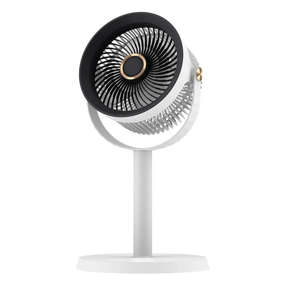 F900 5-Speed USB Desk Fan 4000mAh Rechargeable 360 Degree Rotation Telescopic Floor Fan with Night Light - White+Black - 1
