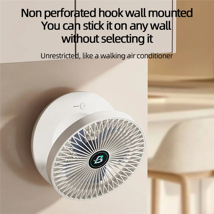 S1 Foldable Desk Fan 3-Speed USB-C Rechargeable Wall Mount Fan with 90 Degree Adjustable Angle - White - 4