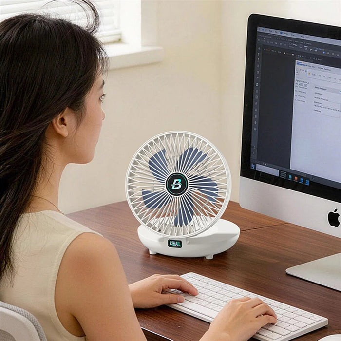 S1 Foldable Desk Fan 3-Speed USB-C Rechargeable Wall Mount Fan with 90 Degree Adjustable Angle - White - 6