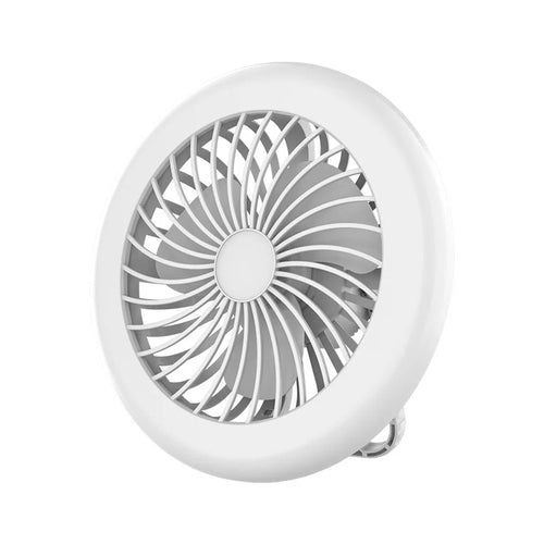 Portable Camping Fan Light with 33 LED 3-Speed USB-C Rechargeable for Tent Desk - White - 1