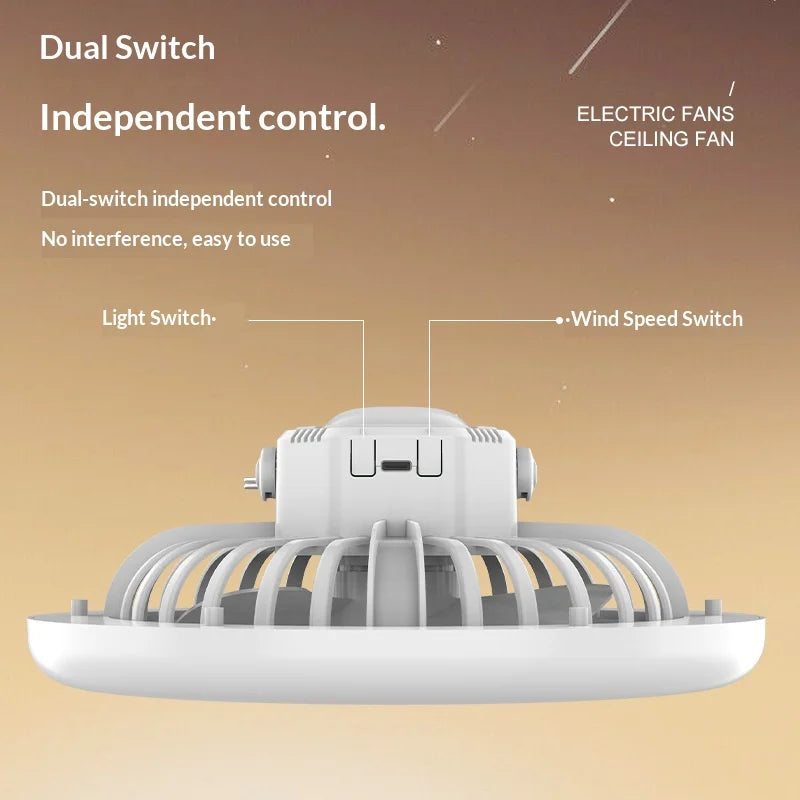 Portable Camping Fan Light with 33 LED 3-Speed USB-C Rechargeable for Tent Desk - White - 4