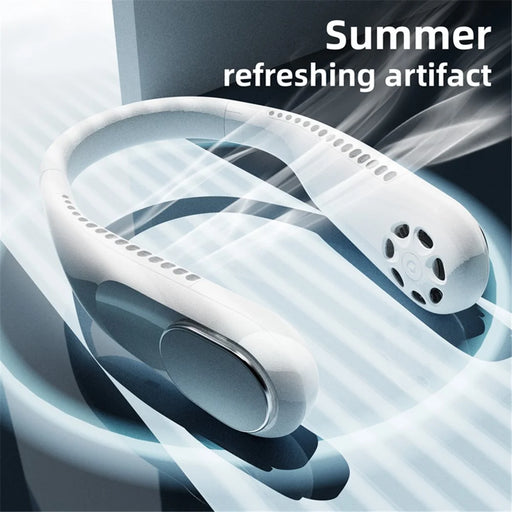 F60 Portable USB Charging Hanging Neck Mini Cooling Fan Summer Bladeless Fan Cooler - White - 2