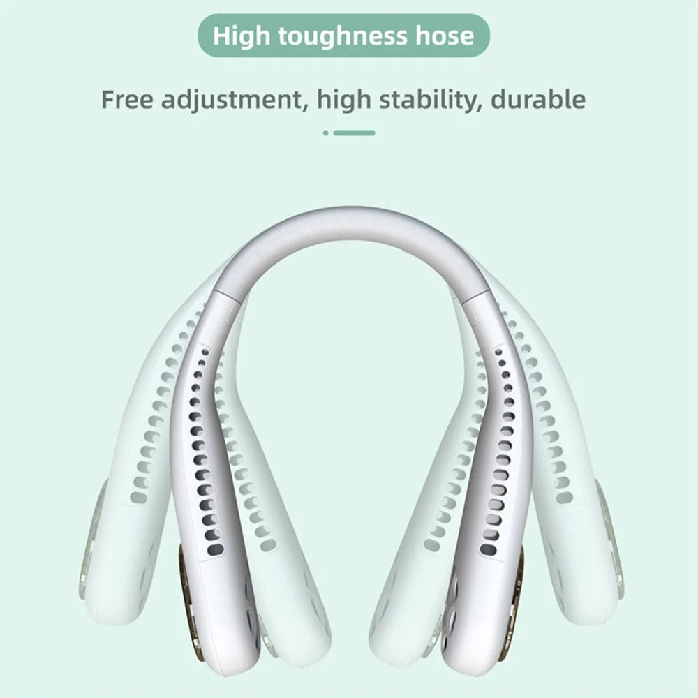 F60 Portable USB Charging Hanging Neck Mini Cooling Fan Summer Bladeless Fan Cooler - White - 3