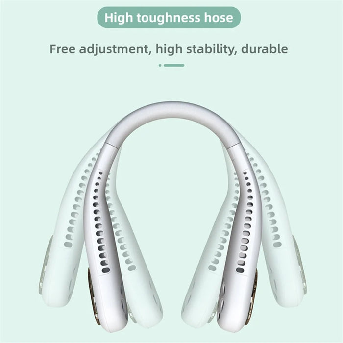 F60 Portable USB Charging Hanging Neck Mini Cooling Fan Summer Bladeless Fan Cooler - White - 3