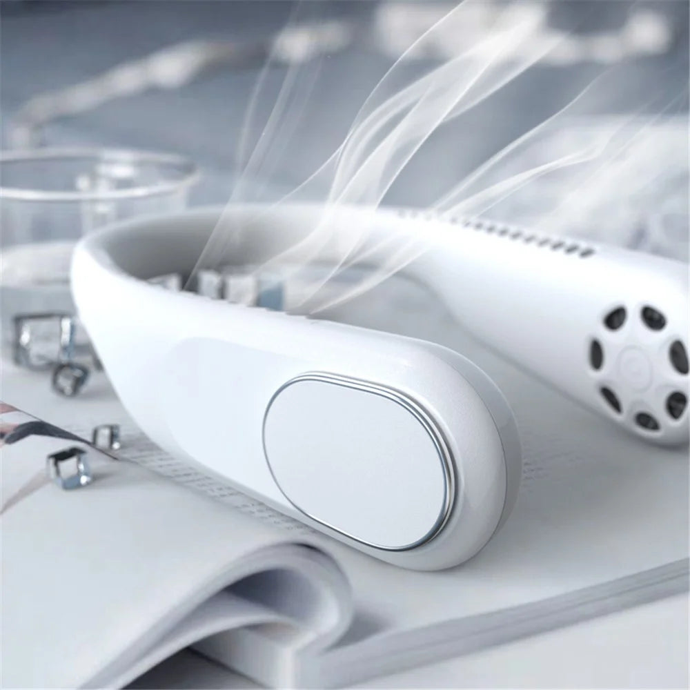 F60 Portable USB Charging Hanging Neck Mini Cooling Fan Summer Bladeless Fan Cooler - White - 4