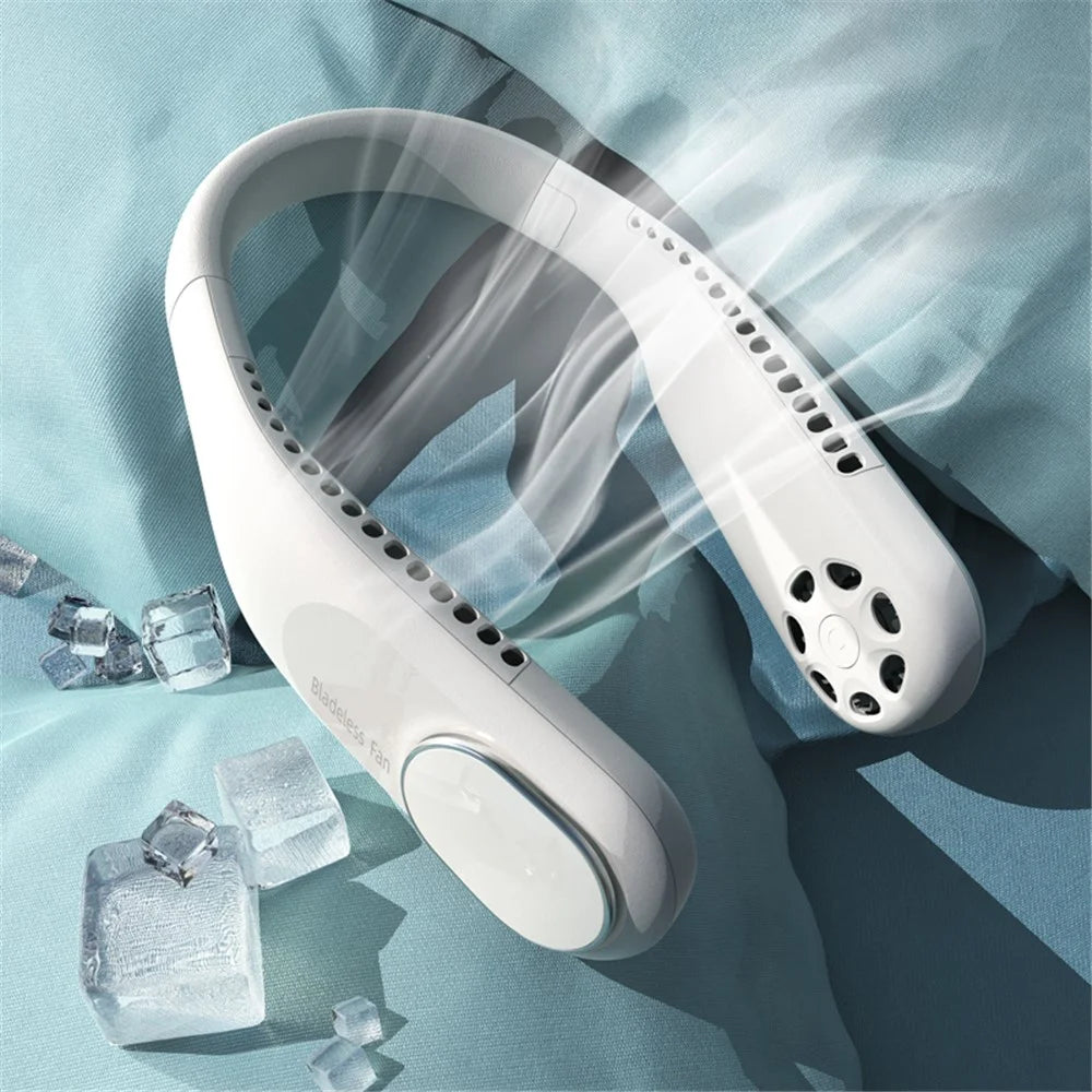 F60 Portable USB Charging Hanging Neck Mini Cooling Fan Summer Bladeless Fan Cooler - White - 5