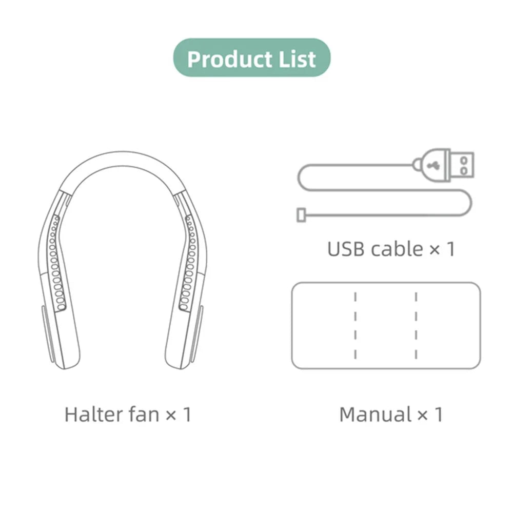 F60 Portable USB Charging Hanging Neck Mini Cooling Fan Summer Bladeless Fan Cooler - White - 7