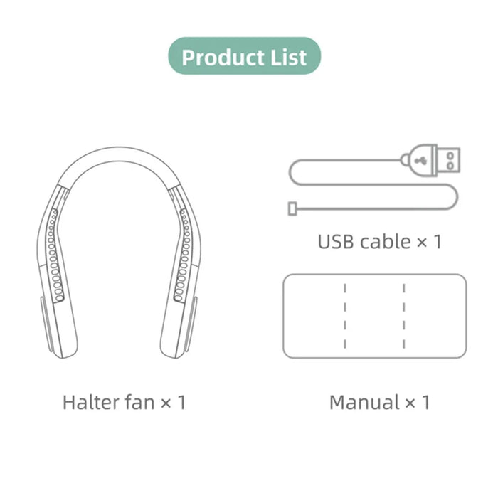 F60 Portable USB Charging Hanging Neck Mini Cooling Fan Summer Bladeless Fan Cooler - White - 7