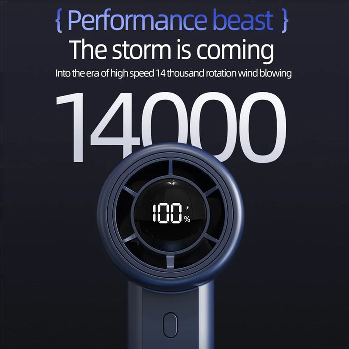G1 Handheld Fan 14000RPM 3-Speed LED Digital Display 2000mAh Portable Mini USB-C Desk Fan - Blue - 5