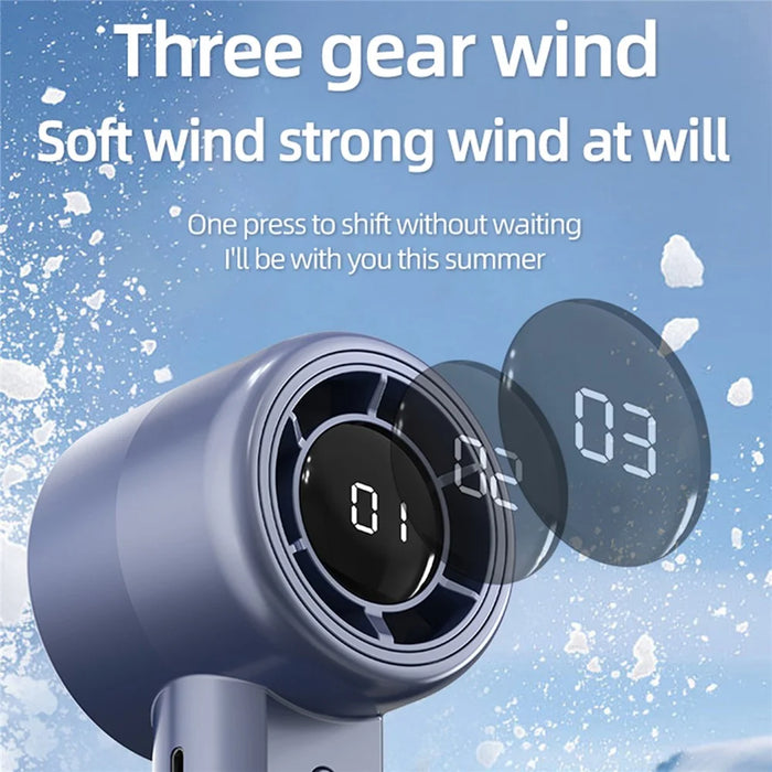 G1 Handheld Fan 14000RPM 3-Speed LED Digital Display 2000mAh Portable Mini USB-C Desk Fan - Blue - 7