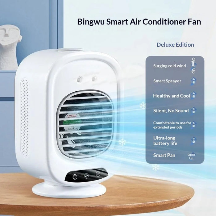 L16 Portable Air Conditioner Fan USB-C Rechargeable 3-Speed Desktop Cooling Mist Humidifier - White - 2