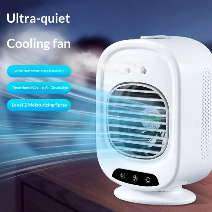 L16 Portable Air Conditioner Fan USB-C Rechargeable 3-Speed Desktop Cooling Mist Humidifier - White - 3
